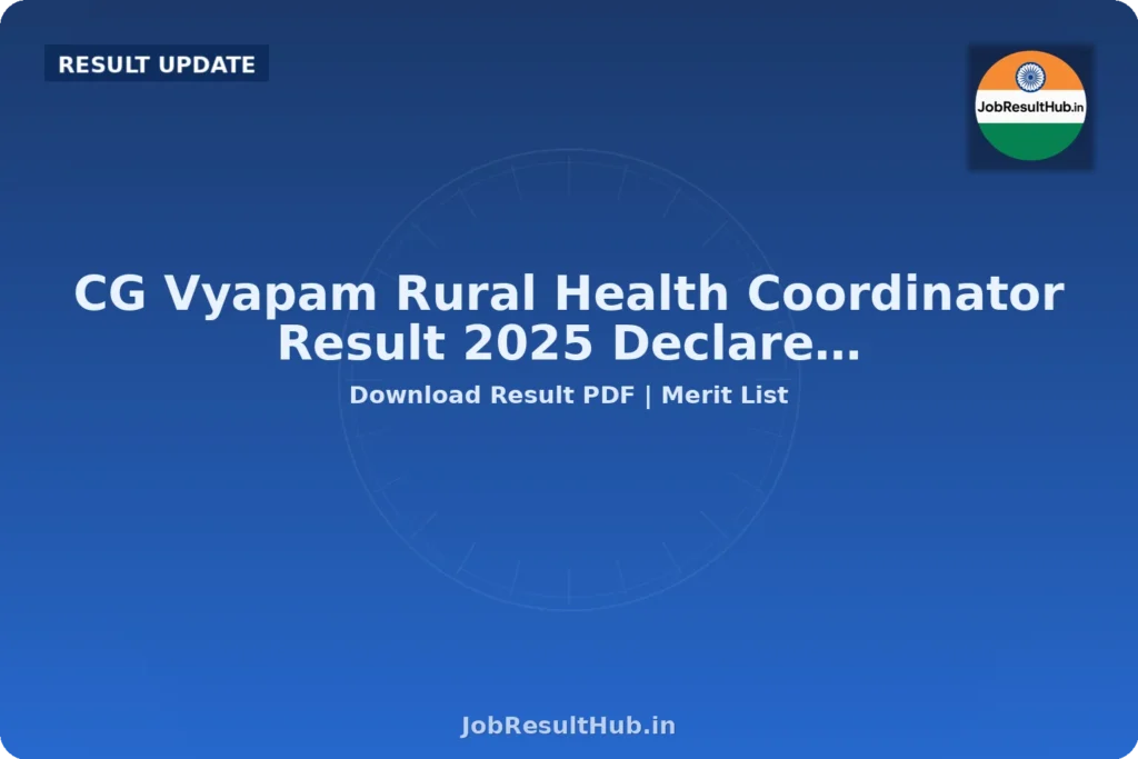 CG Vyapam Rural Health Coordinator Result 2025 Declare…
