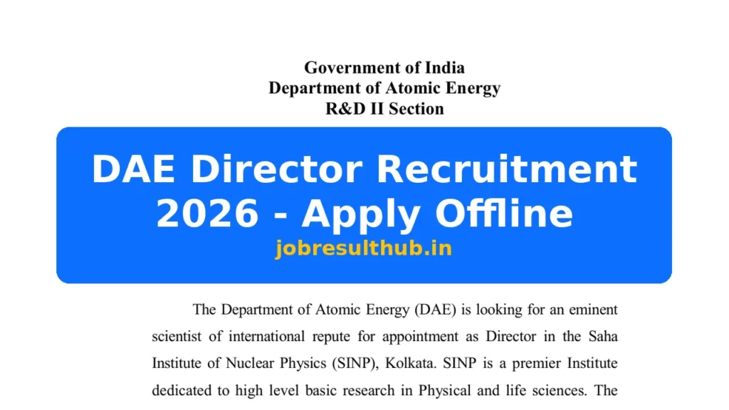 DAE Director Recruitment 2026 - Apply Offline - 2026 Posts