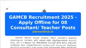 GAMCB Recruitment 2025 - Apply Offline for 08 Consultant/ Teacher Posts - 2025 Posts