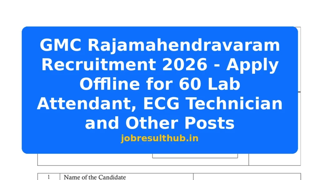 GMC Rajamahendravaram Recruitment 2026 - Apply Offline for 60 Lab Attendant, ECG Technician and Other Posts - 2025 Posts