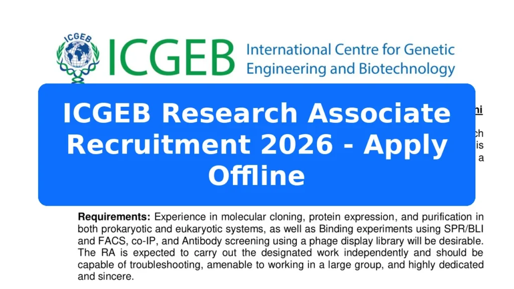 ICGEB Research Associate Recruitment 2026 - Apply Offline Featured Image