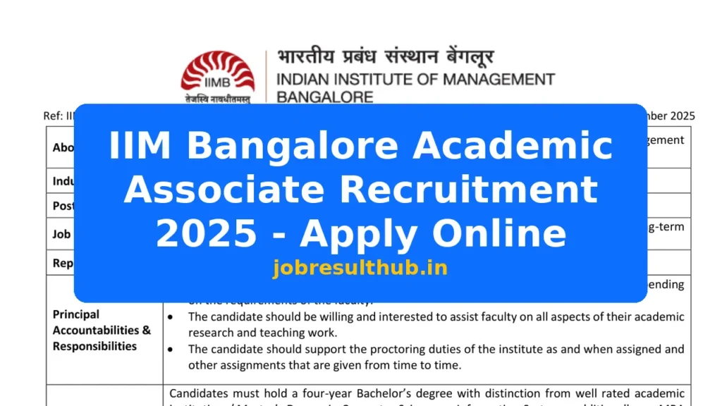 IIM Bangalore Academic Associate Recruitment 2025 - Apply Online - 2025 Posts