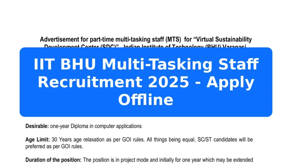 IIT BHU Multi-Tasking Staff Recruitment 2025 - Apply Offline Featured Image