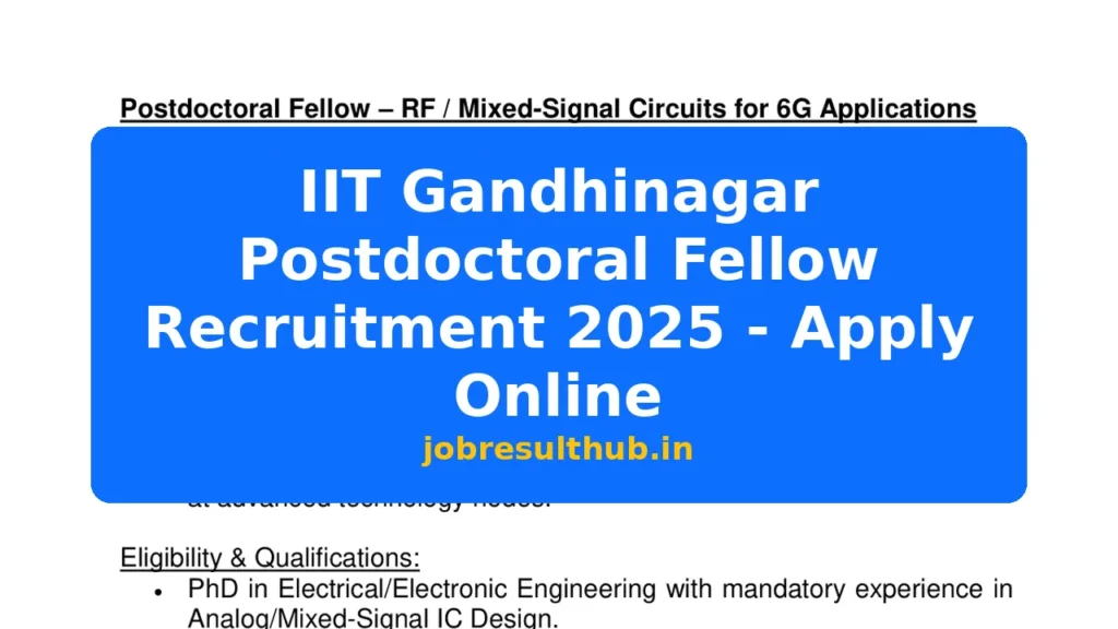 IIT Gandhinagar Postdoctoral Fellow Recruitment 2025 - Apply Online - 2025 Posts