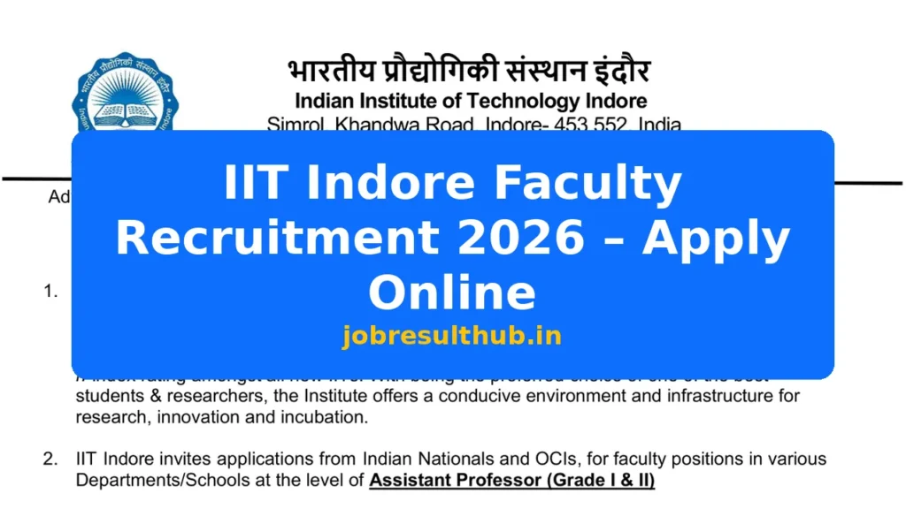 IIT Indore Faculty Recruitment 2026 – Apply Online - 38 Posts