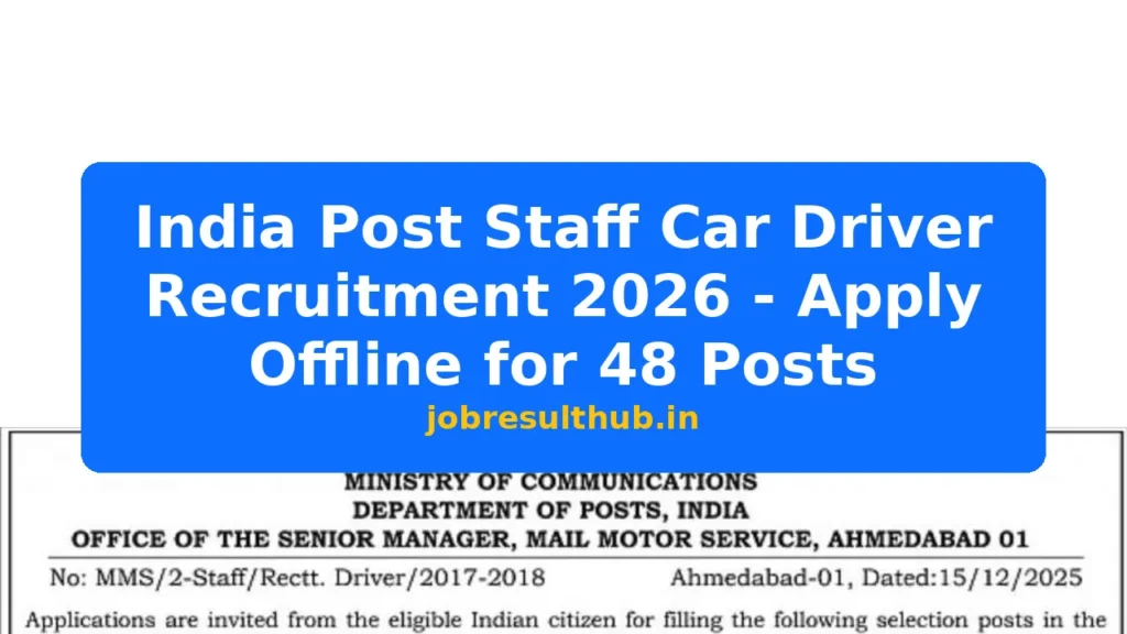 India Post Staff Car Driver Recruitment 2026 - Apply Offline for 48 Posts - 48 Posts