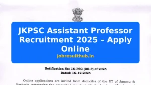 JKPSC Assistant Professor Recruitment 2025 – Apply Online - 2025 Posts
