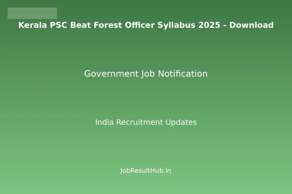Kerala PSC Beat Forest Officer Syllabus 2025 - Download