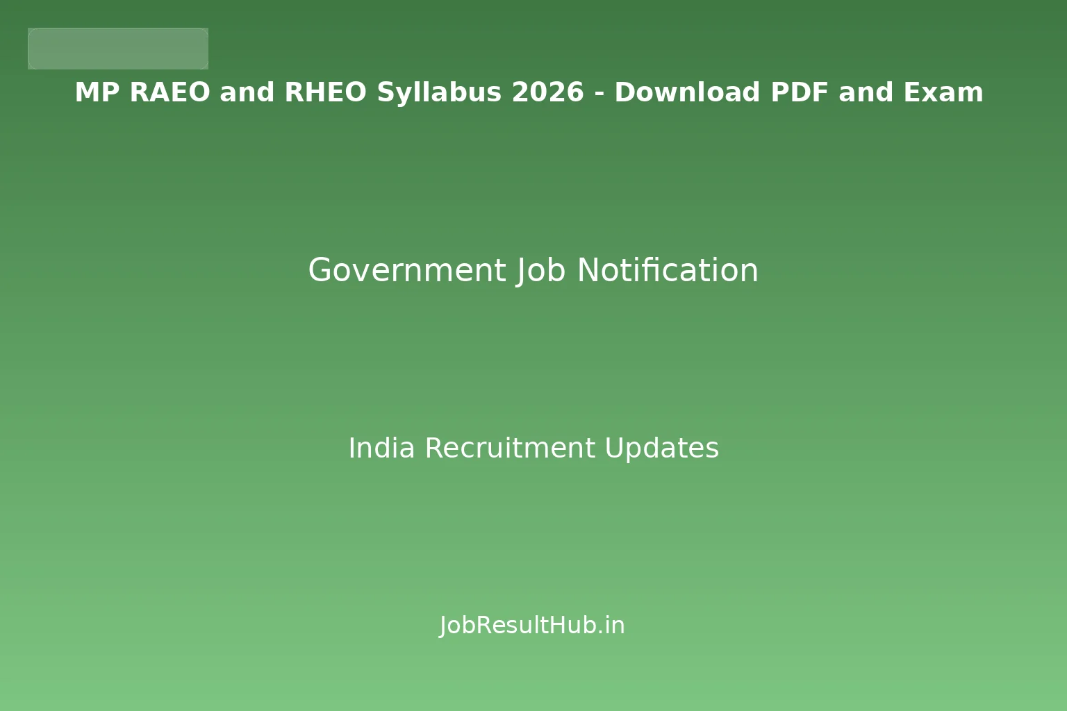 MP RAEO and RHEO Syllabus 2026 - Download PDF and Exam Pattern