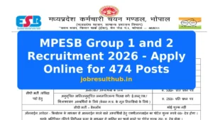 MPESB Group 1 and 2 Recruitment 2026 - Apply Online for 474 Posts - 474 Posts