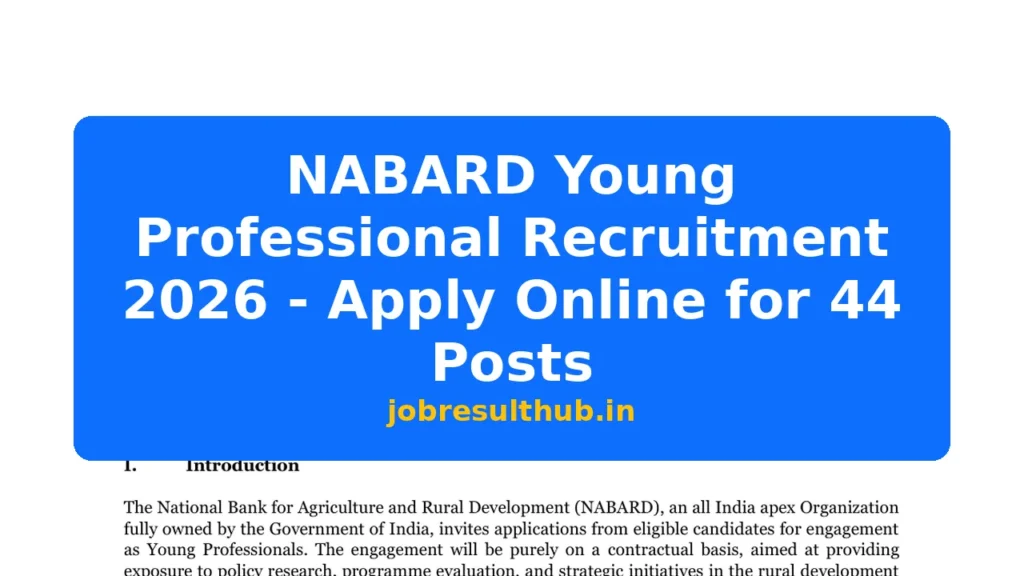 NABARD Young Professional Recruitment 2026 - Apply Online for 44 Posts - 44 Posts