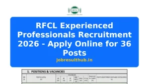 RFCL Experienced Professionals Recruitment 2026 - Apply Online for 36 Posts - 36 Posts