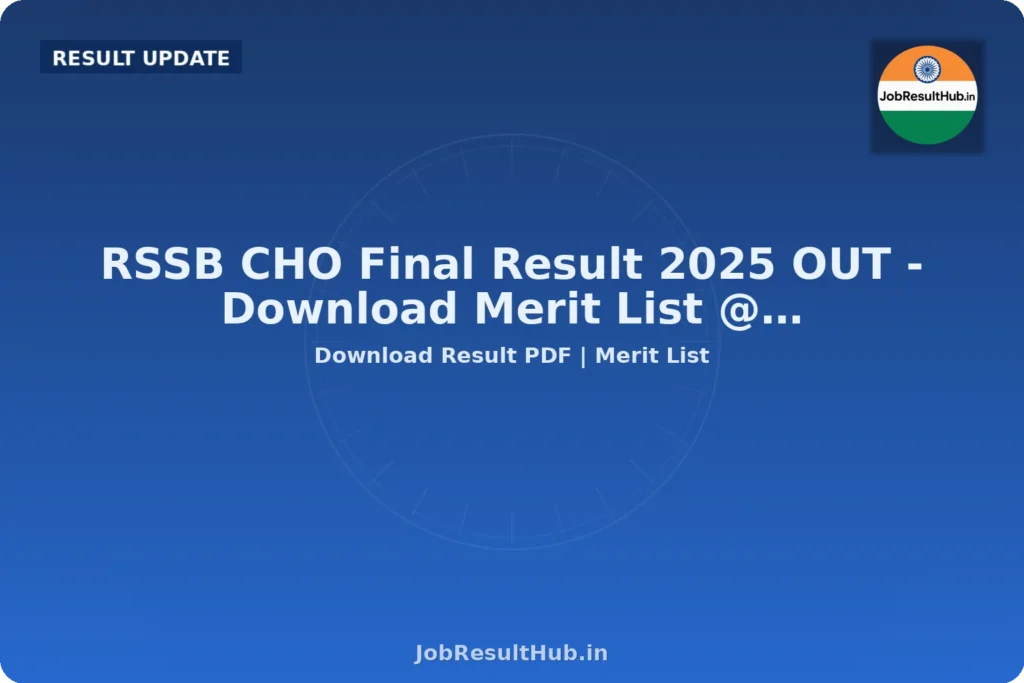 RSSB CHO Final Result 2025 OUT - Download Merit List @…