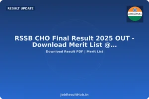 RSSB CHO Final Result 2025 OUT - Download Merit List @…