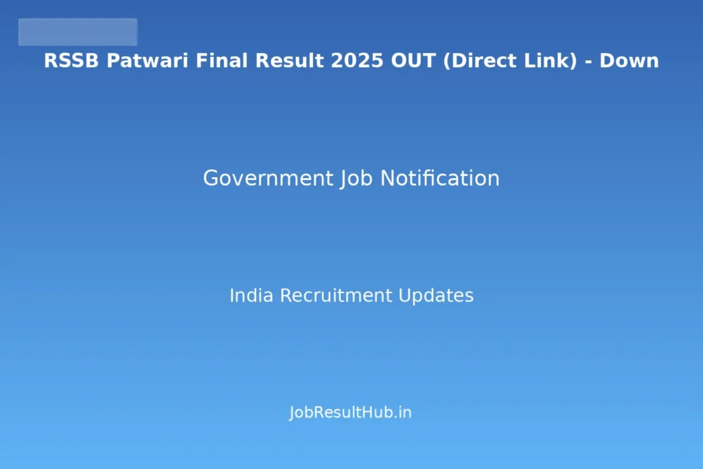 RSSB Patwari Final Result 2025 OUT (Direct Link) - Down
