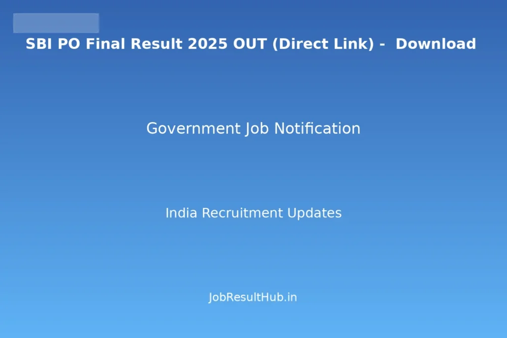 SBI PO Final Result 2025 OUT (Direct Link) - Download