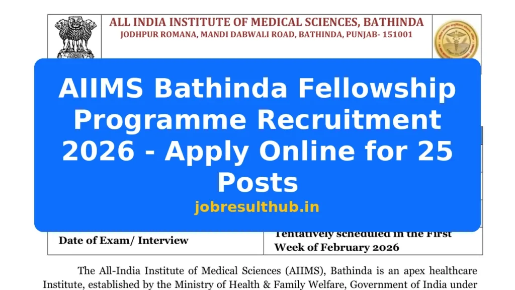 AIIMS Bathinda Fellowship Programme Recruitment 2026 - Apply Online for 25 Posts - 25 Posts