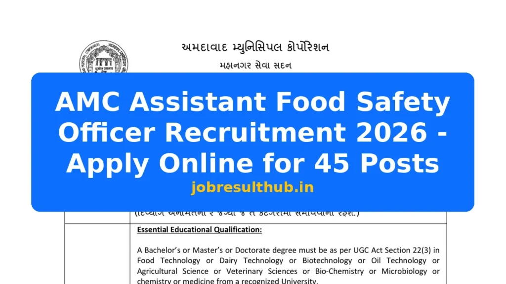 AMC Assistant Food Safety Officer Recruitment 2026 - Apply Online for 45 Posts - 45 Posts