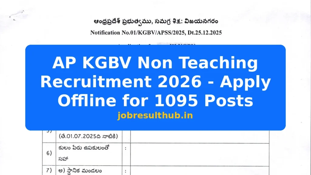 AP KGBV Non Teaching Recruitment 2026 - Apply Offline for 1095 Posts - 1095 Posts