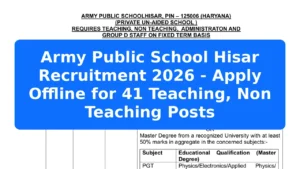 Army Public School Hisar Recruitment 2026 - Apply Offline for 41 Teaching, Non Teaching Posts Featured Image