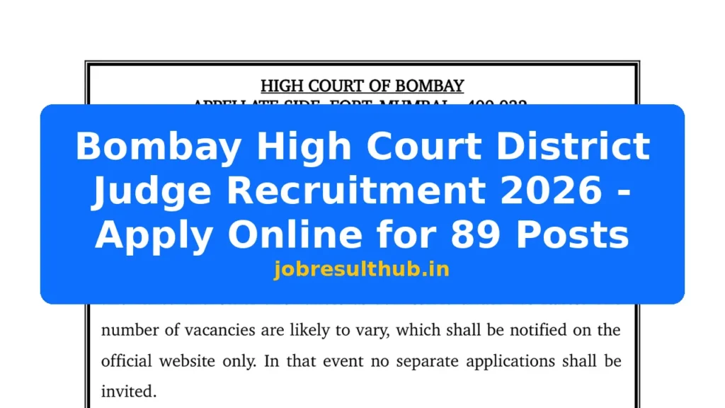 Bombay High Court District Judge Recruitment 2026 - Apply Online for 89 Posts - 89 Posts