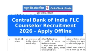 Central Bank of India FLC Counselor Recruitment 2026 - Apply Offline Featured Image