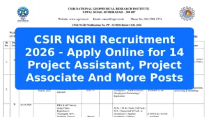 CSIR NGRI Recruitment 2026 - Apply Online for 14 Project Assistant, Project Associate And More Posts Featured Image