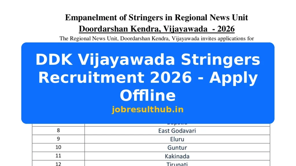 DDK Vijayawada Stringers Recruitment 2026 - Apply Offline - 2026 Posts