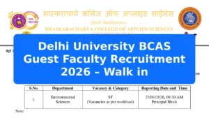 Delhi University BCAS Guest Faculty Recruitment 2026 – Walk in Featured Image