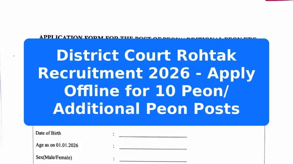 District Court Rohtak Recruitment 2026 - Apply Offline for 10 Peon/ Additional Peon Posts Featured Image