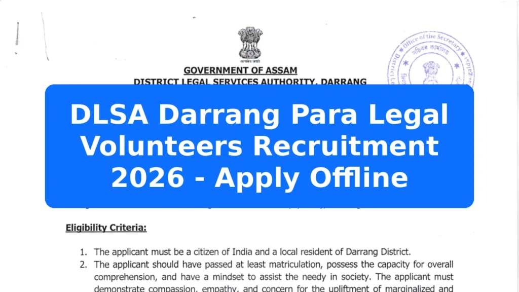 DLSA Darrang Para Legal Volunteers Recruitment 2026 - Apply Offline Featured Image