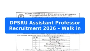 DPSRU Assistant Professor Recruitment 2026 – Walk in Featured Image