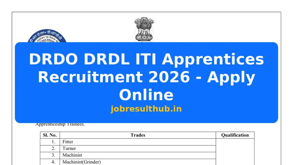 DRDO DRDL ITI Apprentices Recruitment 2026 - Apply Online - 2026 Posts