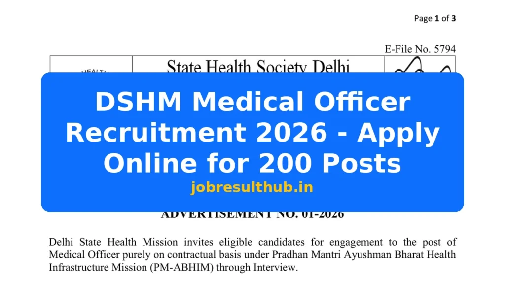 DSHM Medical Officer Recruitment 2026 - Apply Online for 200 Posts - 200 Posts
