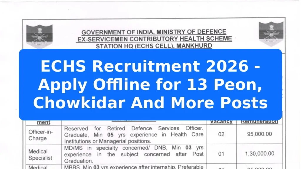 ECHS Recruitment 2026 - Apply Offline for 13 Peon, Chowkidar And More Posts Featured Image