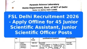 FSL Delhi Recruitment 2026 - Apply Offline for 45 Junior Scientific Assistant, Junior Scientific Officer Posts Featured Image