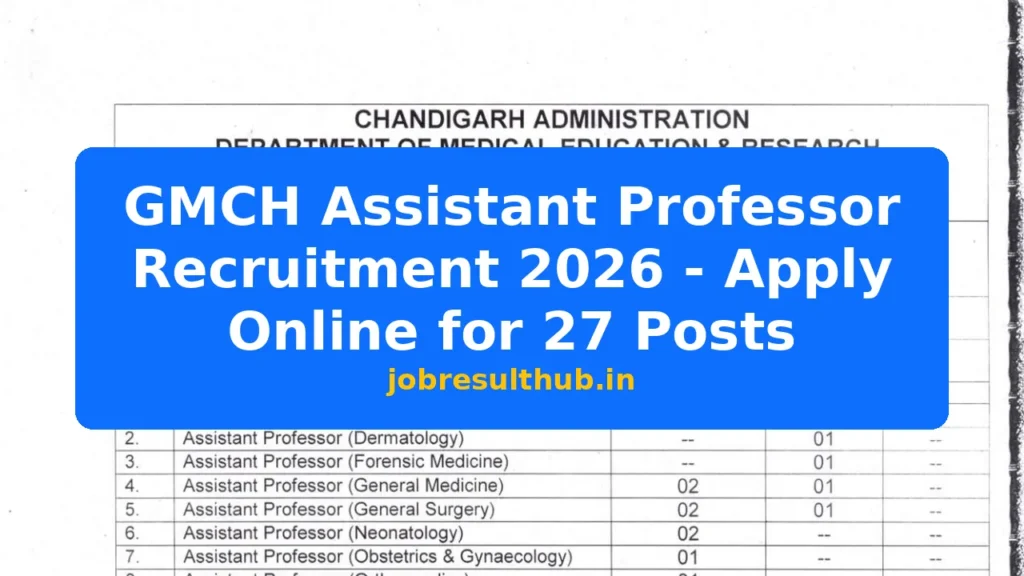 GMCH Assistant Professor Recruitment 2026 - Apply Online for 27 Posts - 27 Posts