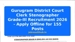 Gurugram District Court Clerk Stenographer Grade-IIl Recruitment 2026 - Apply Offline for 155 Posts - 155 Posts