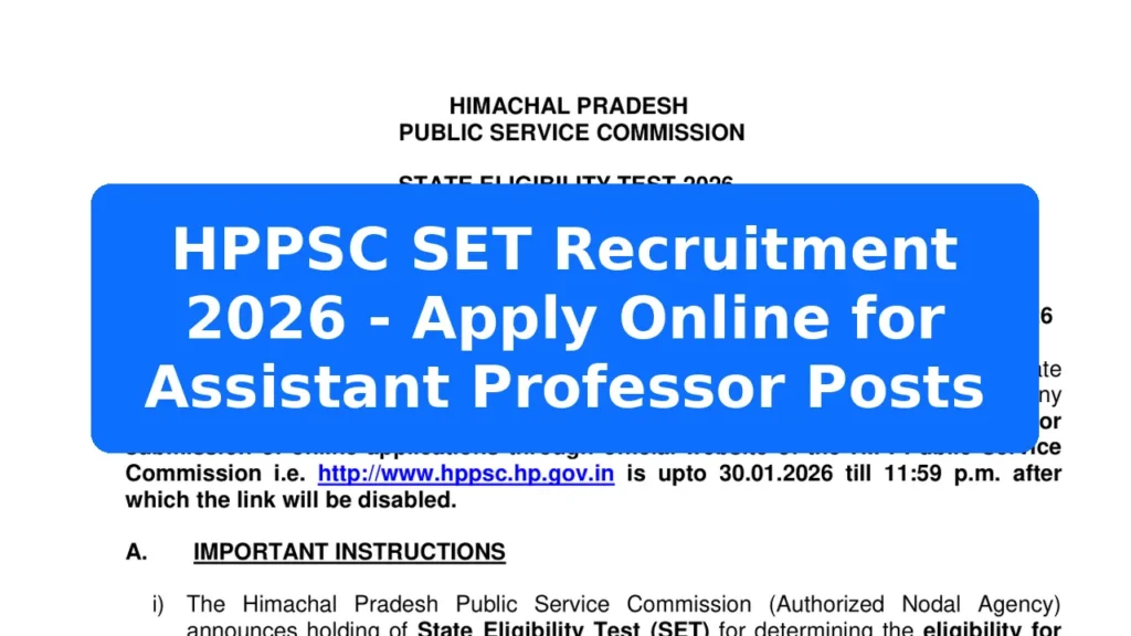 HPPSC SET Recruitment 2026 - Apply Online for Assistant Professor Posts Featured Image