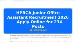 HPRCA Junior Office Assistant Recruitment 2026 - Apply Online for 234 Posts - 234 Posts