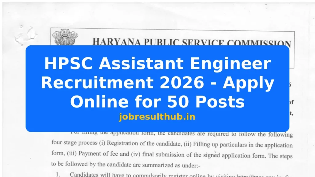 HPSC Assistant Engineer Recruitment 2026 - Apply Online for 50 Posts - 50 Posts
