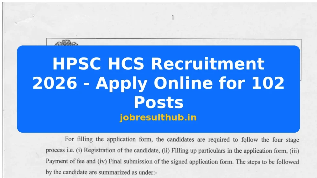 HPSC HCS Recruitment 2026 - Apply Online for 102 Posts - 102 Posts