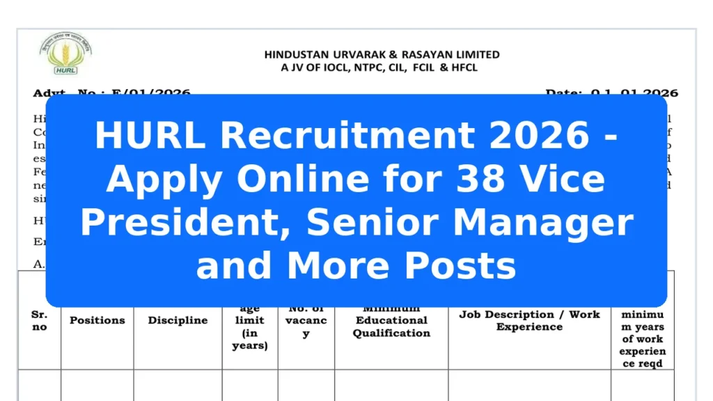 HURL Recruitment 2026 - Apply Online for 38 Vice President, Senior Manager and More Posts Featured Image
