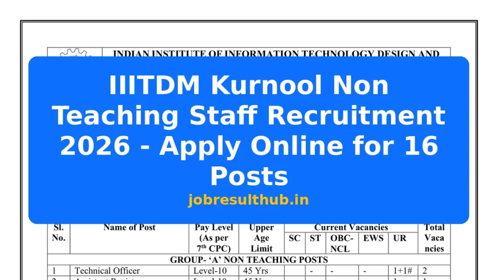 IIITDM Kurnool Non Teaching Staff Recruitment 2026 - Apply Online for 16 Posts - 16 Posts