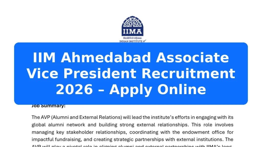 IIM Ahmedabad Associate Vice President Recruitment 2026 – Apply Online Featured Image