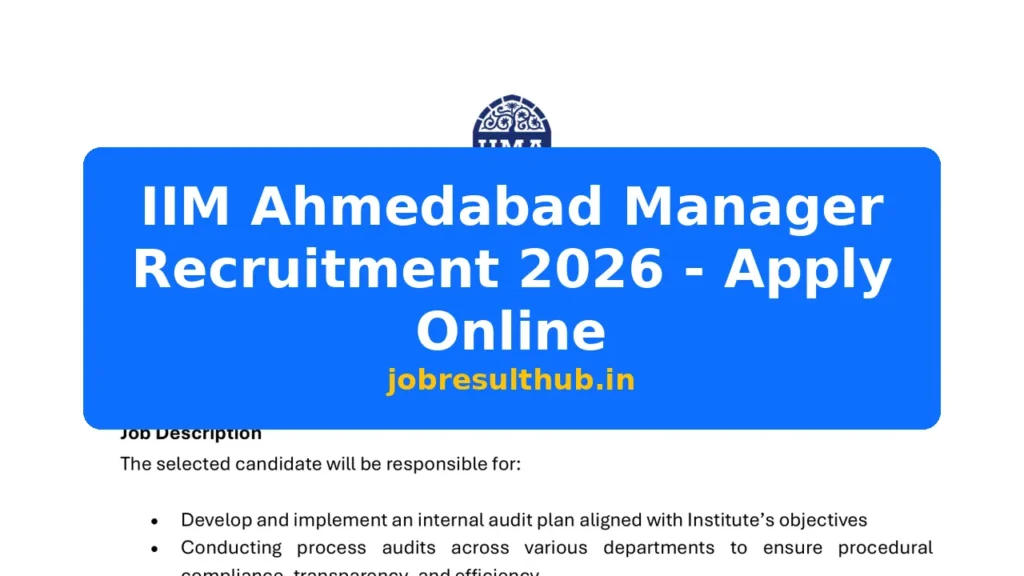 IIM Ahmedabad Manager Recruitment 2026 - Apply Online - 2026 Posts