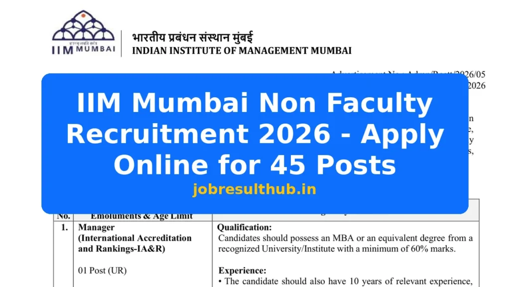 IIM Mumbai Non Faculty Recruitment 2026 - Apply Online for 45 Posts - 45 Posts