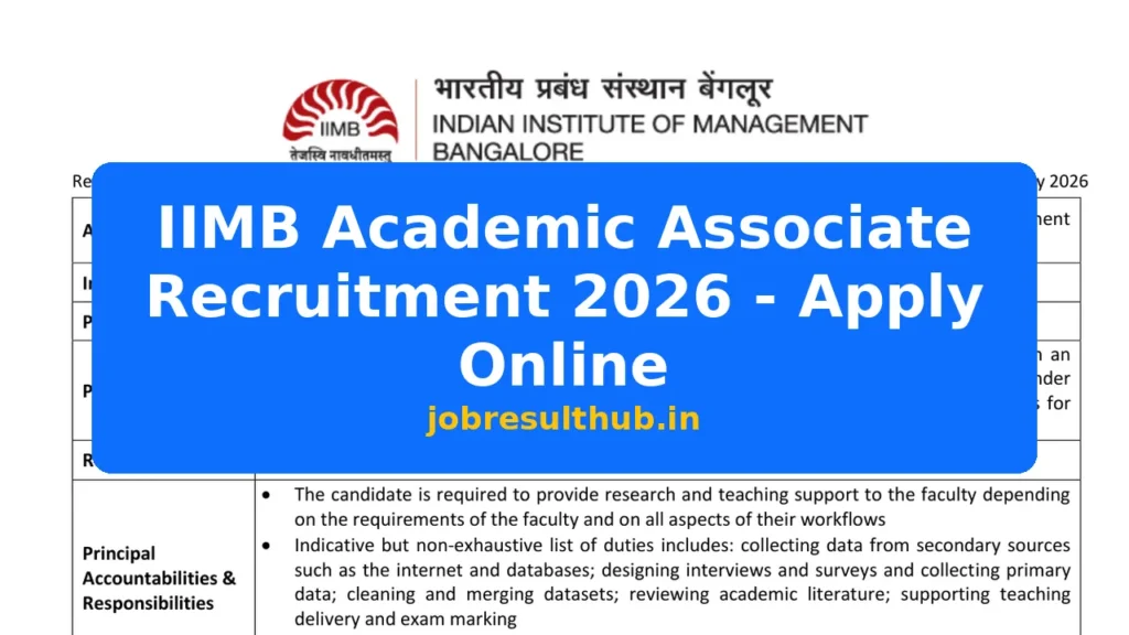 IIMB Academic Associate Recruitment 2026 - Apply Online - 2026 Posts