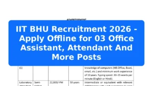 IIT BHU Recruitment 2026 - Apply Offline for 03 Office Assistant, Attendant And More Posts Featured Image