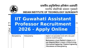 IIT Guwahati Assistant Professor Recruitment 2026 - Apply Online Featured Image